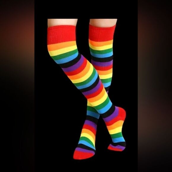 Rainbow Pride Knee High Socks One Size - Picture 1 of 3